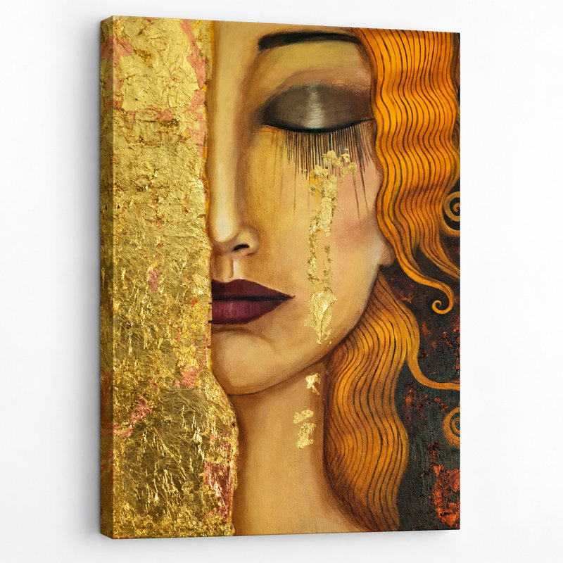 «Freya’s Tears Reproduction» par Gustav Klimt, peinture sur toile tendue, 45" H x 30" W