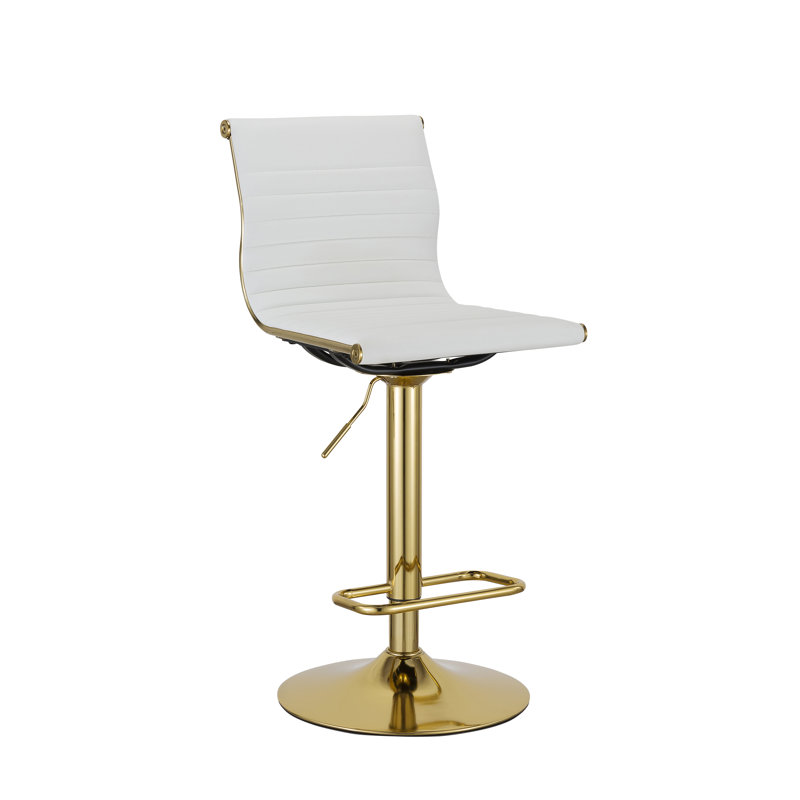 Tabouret à hauteur réglable Adlina, Or, Blanc