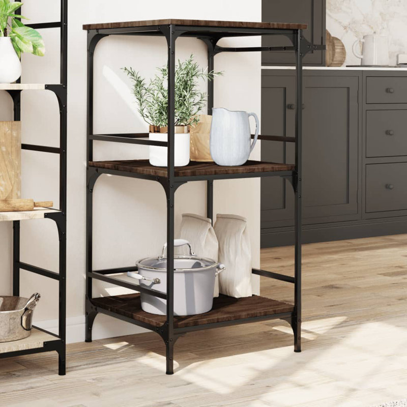 Nehls Metal Bar Cart, Brown Oak