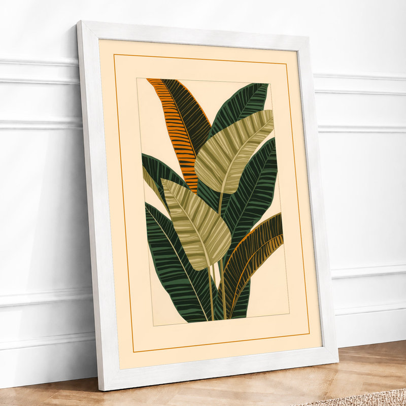 Variegated Leaf Study Botanical - Framed Print, A1 - 84.1 x 59.4 cm, White