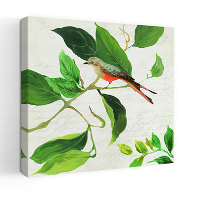 Singing Bird I Delicate Serene Vintage Bird Nature Landscape Art