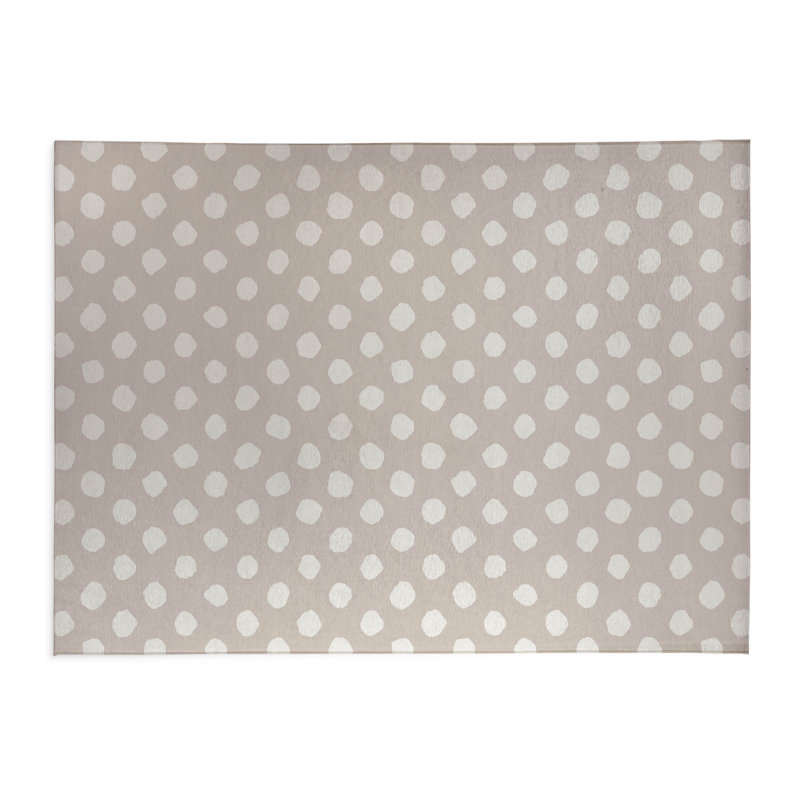 Tapis de cuisine Dot Dot, Rectangulaire 3 pi x 5 pi, Taupe, Grunge à pois