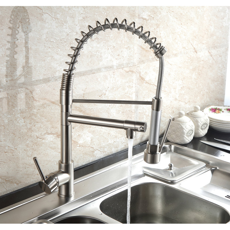 PENGFANG WORLDWIDE LLC Pull Down Kitchen Faucet, Brushed Nickel