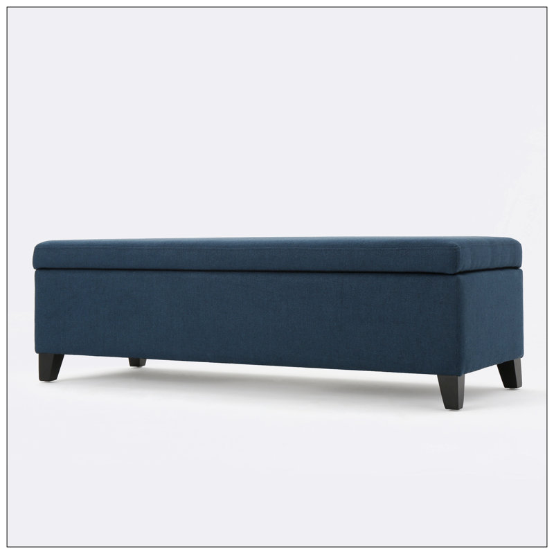 Banc de rangement en tissu Matheo, Bleu marine