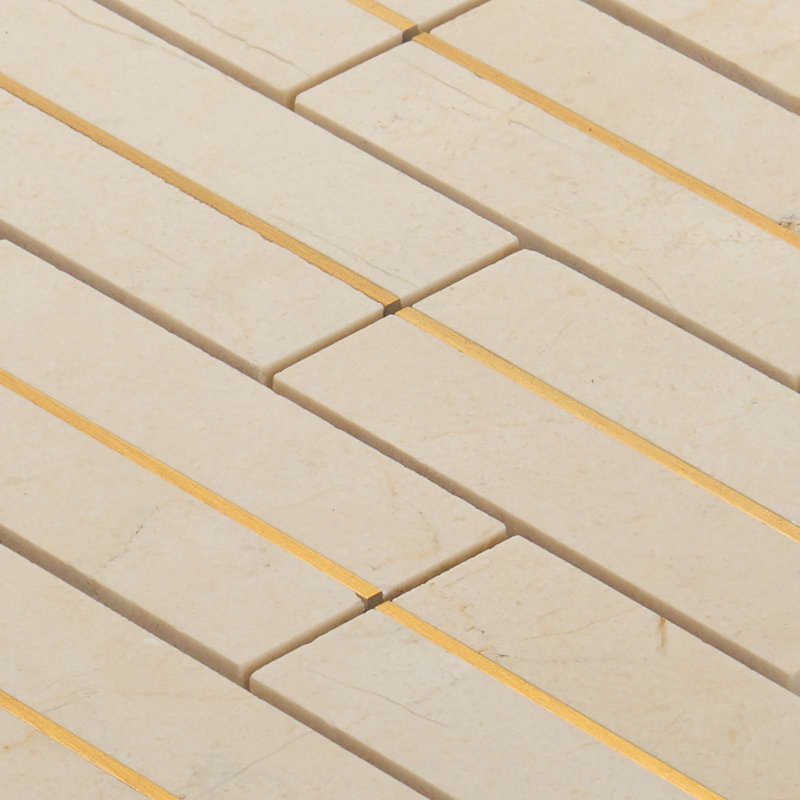 1" x 4" Brick Joint Mosaic Tile, Ivory