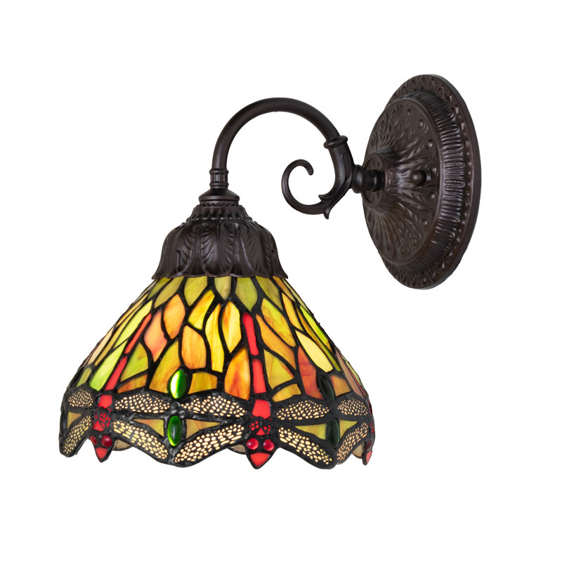 1 - Light Armed Sconce, Dome, Green/Orange/Red/Clear
