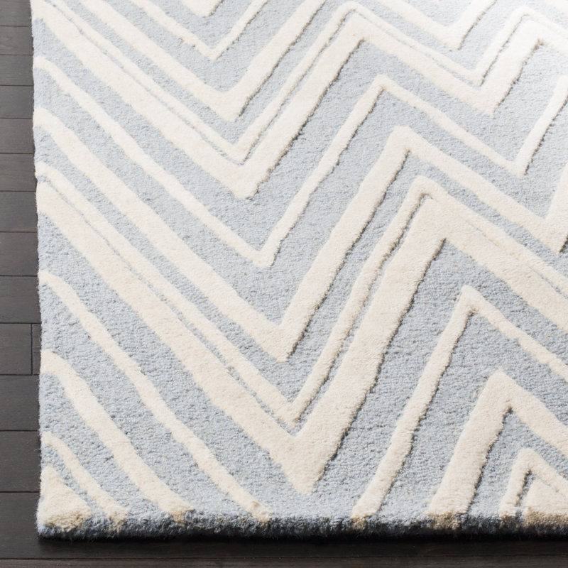 Sanyla Hand Tufted Wool Chevron Rug, Square 8'