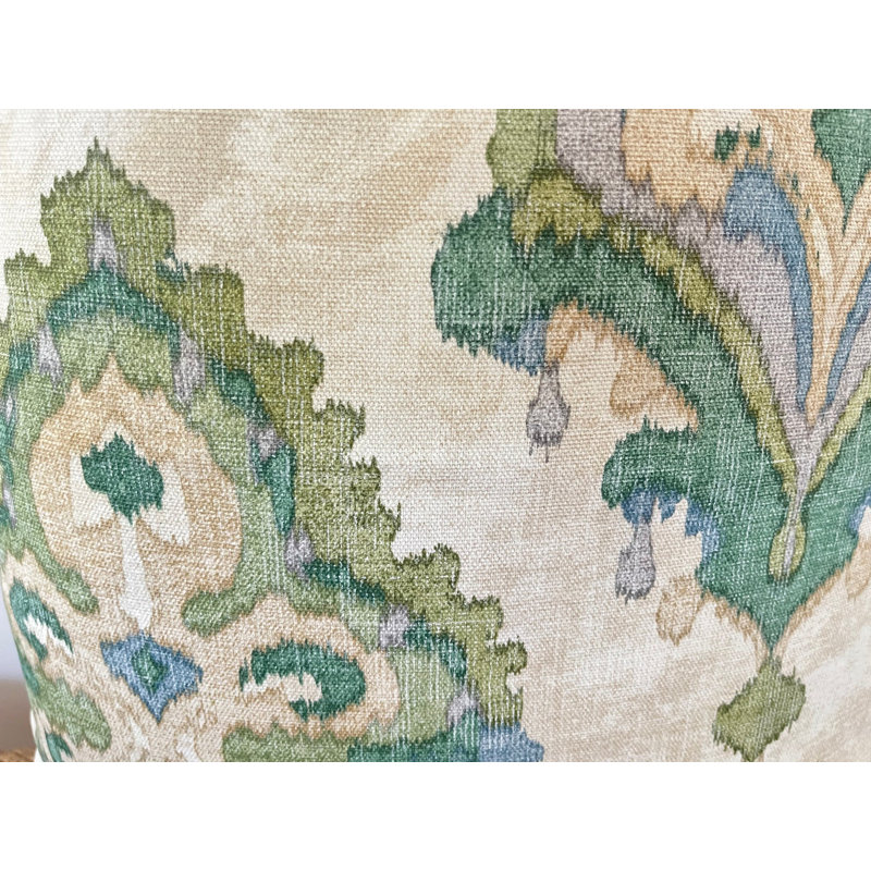  Cotton Throw Square Pillow Cover, 17.5" x 17.5", Green, Damask
