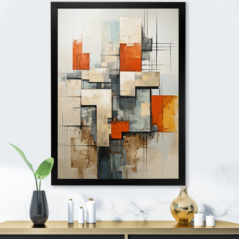 «Jaeliah Constructivism Construit Horizons VI», reproduction sur toile, H 40 po x l 30 po x P 1,5 po, Cadre photo noir