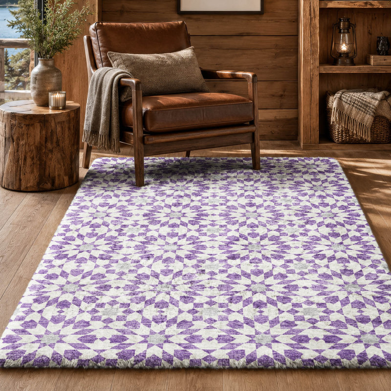 Tapis à poils longs Dream Shag ADS734 lavable à la machine de qualité supérieure, Lavande, 8 pi x 10 pi