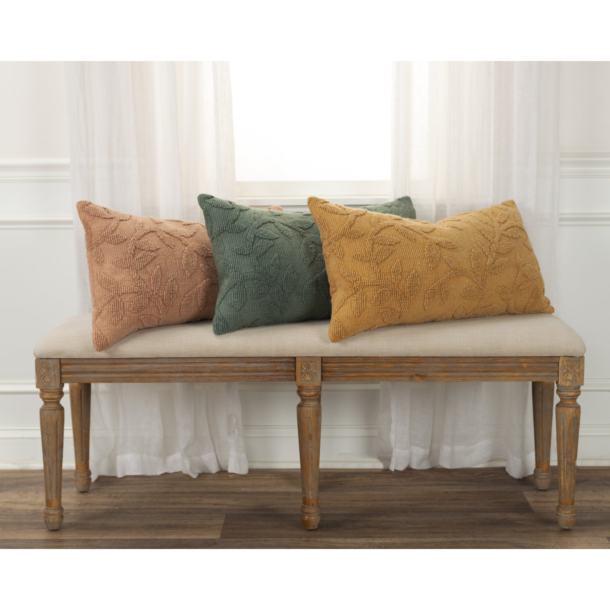 Bess Floral Lumbar Throw Pillow, Pumpkin