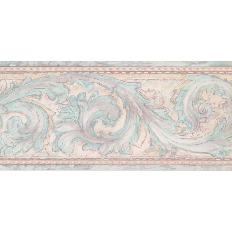 Bordure de papier peint l 15 pi x 9 po Criner, Turquoise