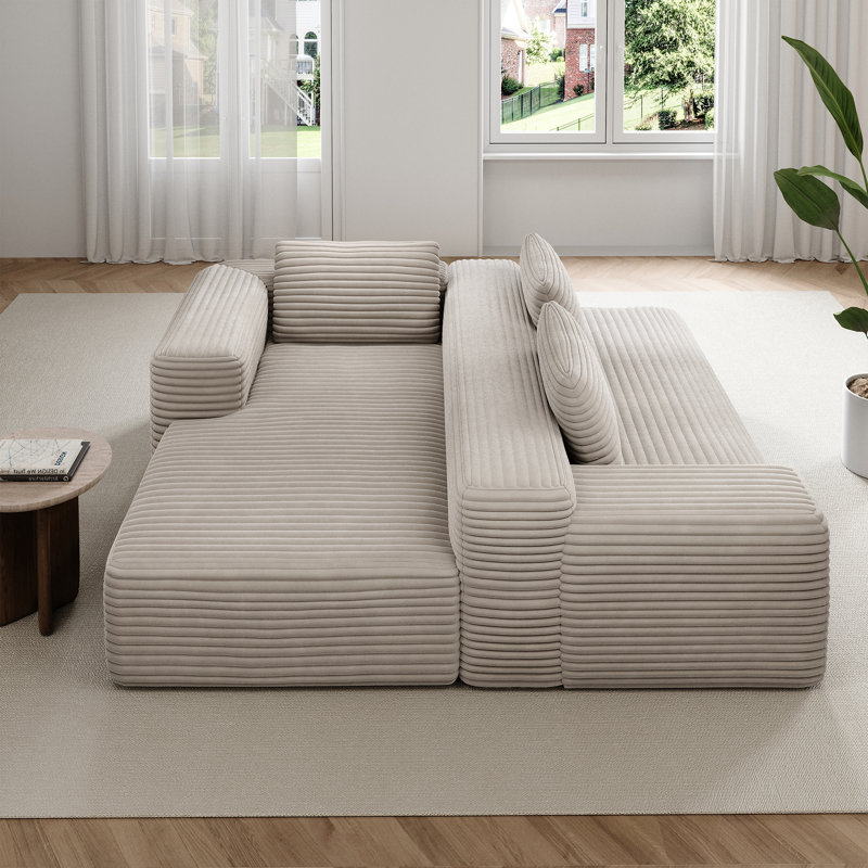 Canapé à compression sans os Balli Upholstere, Face à la gauche, Velours côtelé gris