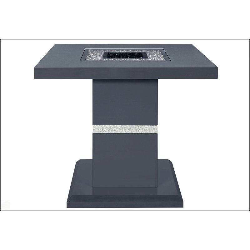 Ariya Dark Gray End Table With High-Gloss Finish And Glitter Detailing For Modern Elegance And Versatility, Dark Gray 