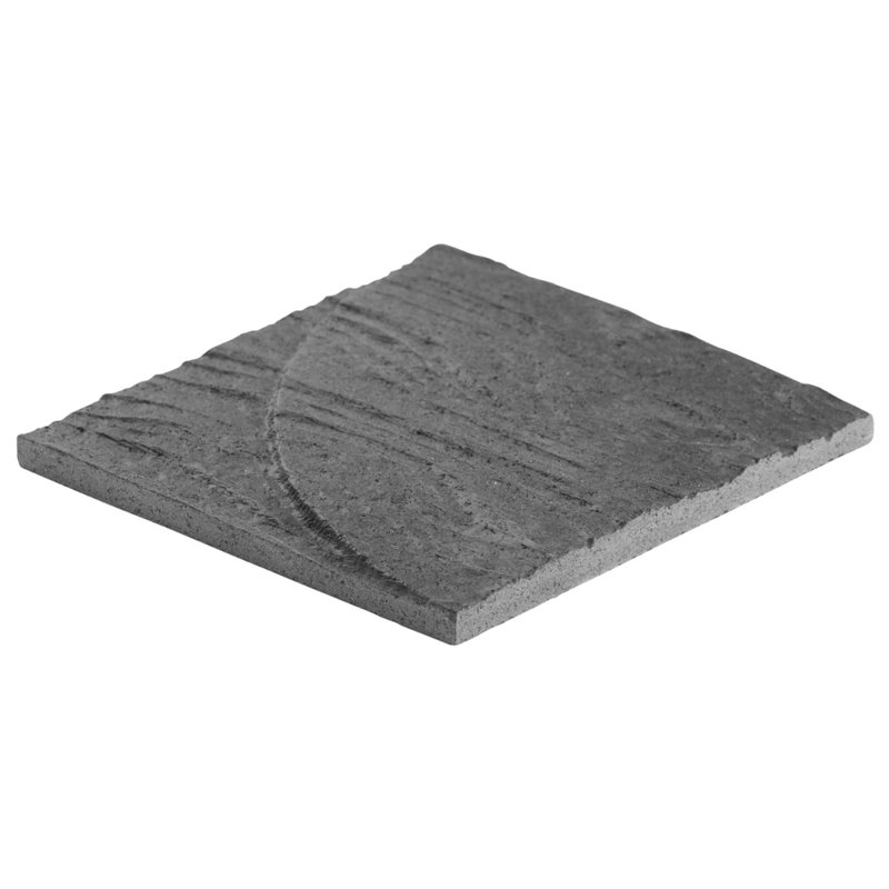 Trevino 4x4 Carved 3D Satin Basalt Stone Tile, Black