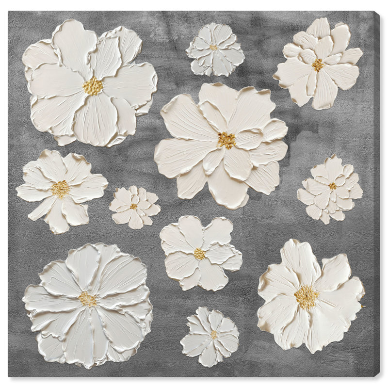 Anita Bloom II White Floral Canvas Wall Art, 12" x 12"