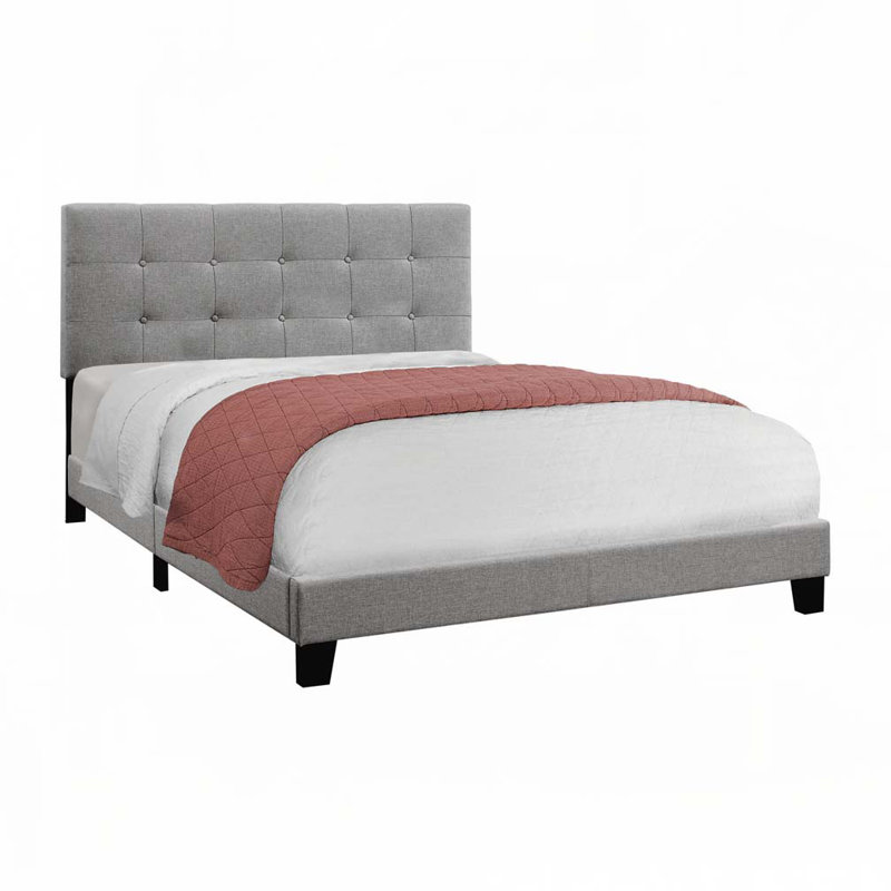 Lit plateforme en tissu d'ameublement, gris, Grand