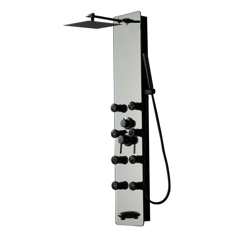 4-way Diverter Shower Tower Panel System with Adjustable Shower Head, Matte Black