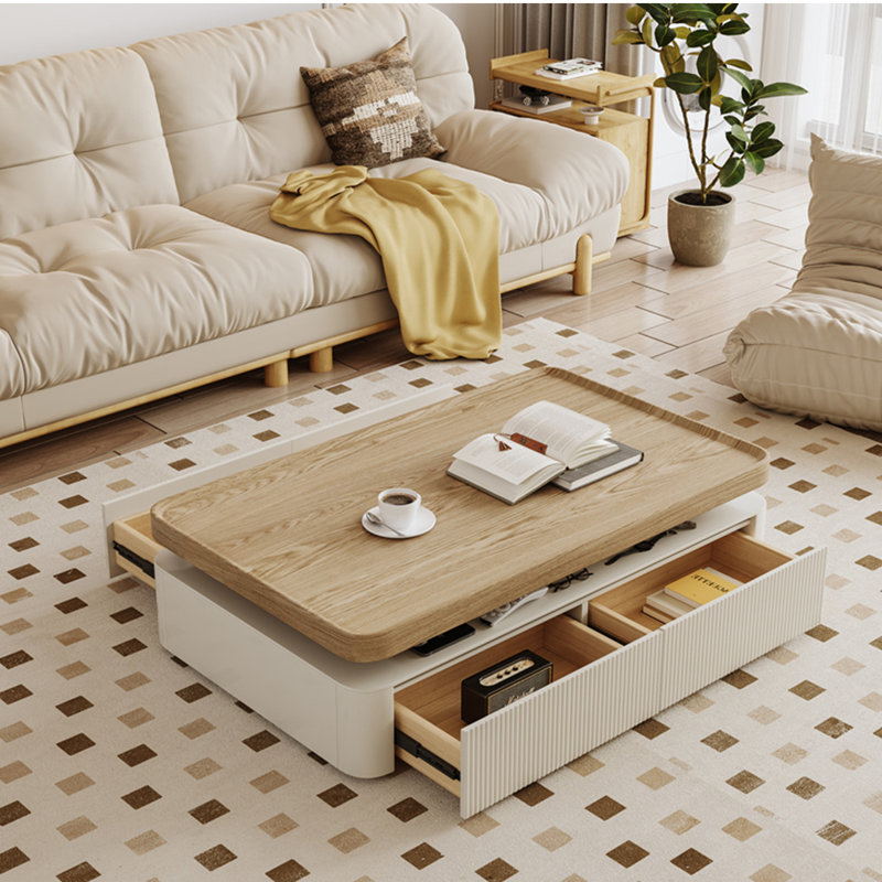 Meuble télé et table basse Living Room, Burlywood, Blanc