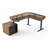 63" X 55" Electric L-shaped Height Adjustable Standing Desk With Led Strip, Power Outlets, File Cabinet, 2-tier Storage & Cable Management