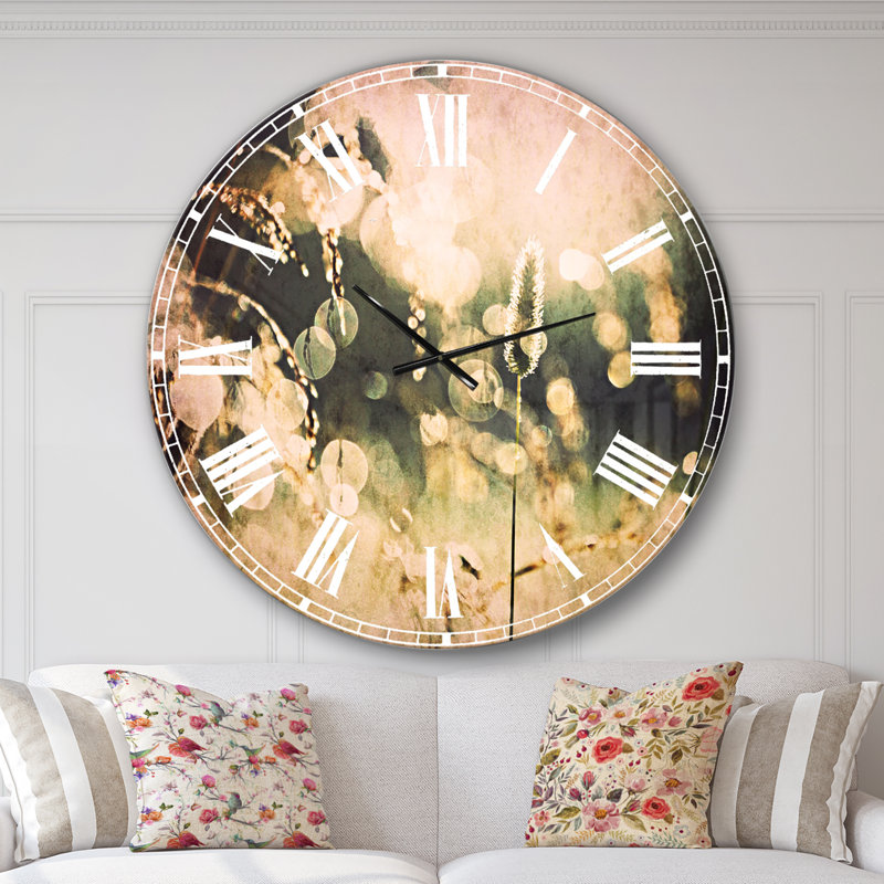 Sunny Meadow avec fleurs sauvages - horloge murale traditionnelle, Surdimensionné