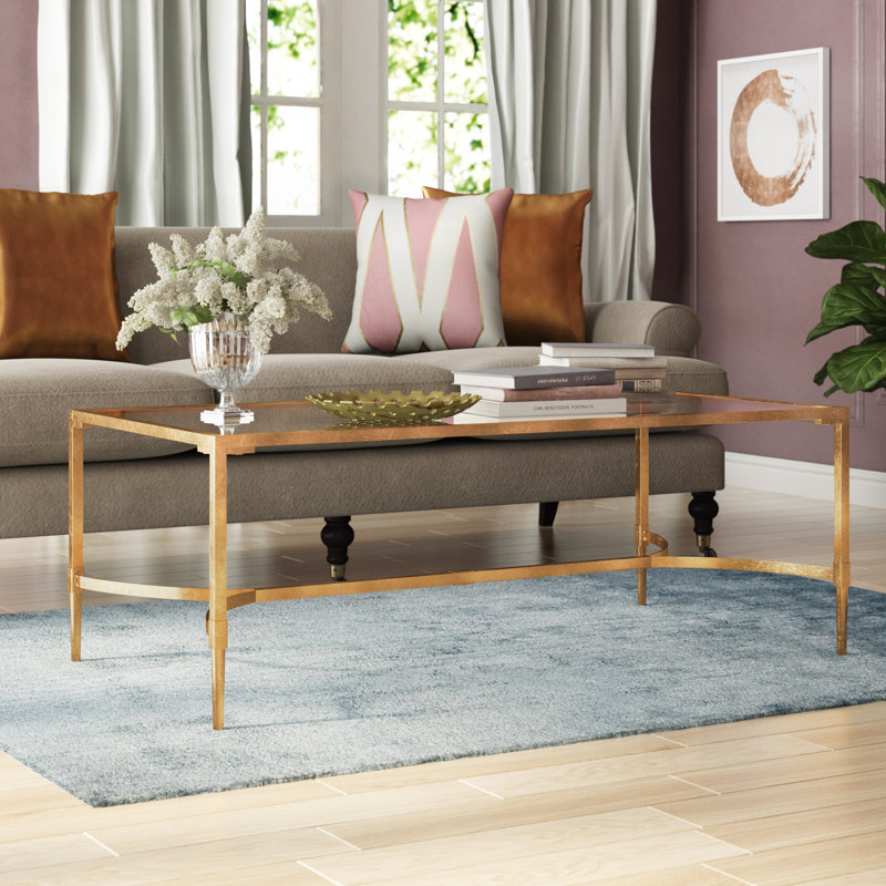 Glass Top Single Coffee Table, Gold