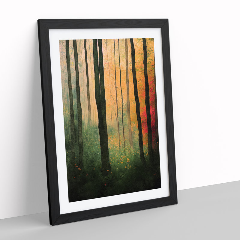 Forest No.4 - Single Picture Frame Painting, 64cm H x 46cm W x 2cm D, Black