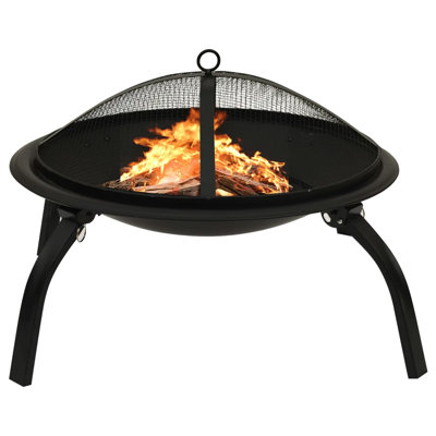Gaura 2-in-1 Fire Pit and BBQ with Poker 56x56x49 cm Steel