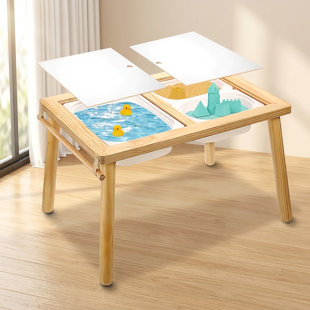 Table sensorielle 3-en-1 pour enfants avec bacs de rangement et rouleau de papier - Table d'activité, de jeu, d'étude et de salle à manger pour tout-petits, adaptée à la salle de jeux, au centre d'activités, à la chambre de bébé 