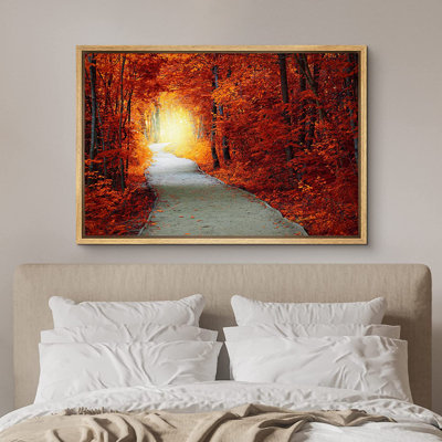 Autumn Fall " Vibrant Orange Autumn Fall Forest Path Nature Wilderness "