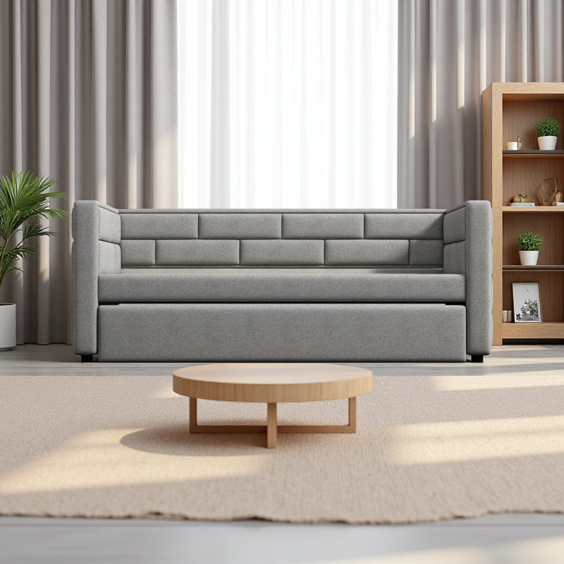 Lit de jour simple avec couchette et lit rembourré avec dossier rembourré