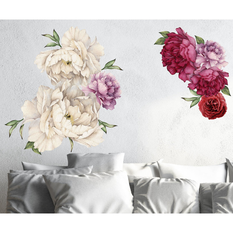 Décalcomanie murale fleurs pivoines rétro, Petit