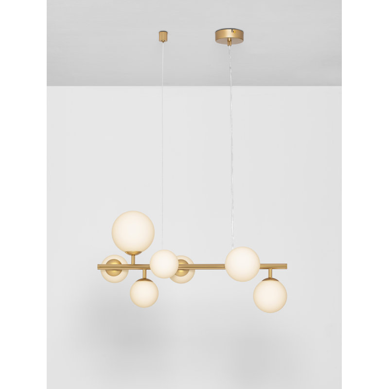 Opal Glass & Metal LED G9 7x5 Watt 230 Volt IP20 Bulb Excluded L: 65 W: 28.9 H: 120 cm Adjustable height, Gold