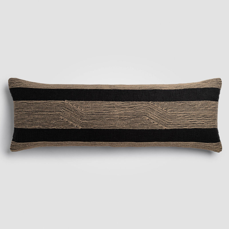 Jute Balance Brown Textured Lumbar Pillow, 14" x 40", Throw Pillow For Couch or Bed