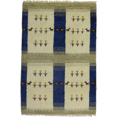 Hosea Handmade Cream Tribal Pictorial 3x4 Indo-Gabbeh Oriental Rug 