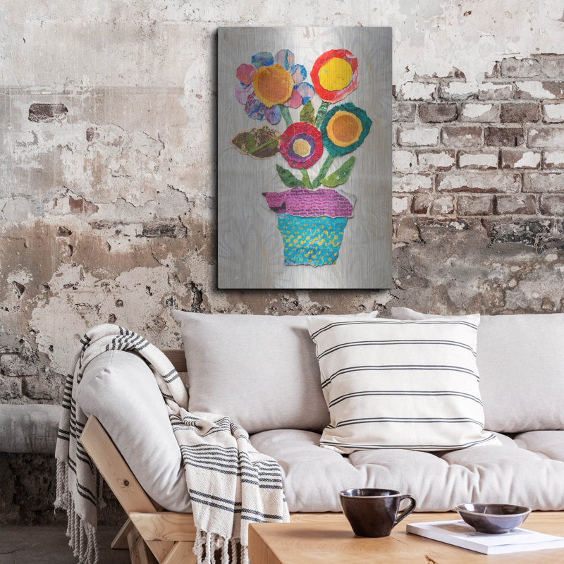 «Flower Pot 1» par St. Hilaire Elizabeth, art mural en métal, 24 po x 36 po, H 36 po x l 24 po