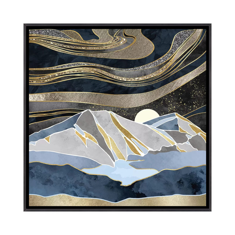 Ciel métallique - impression d'art graphique, H 18 po x l 18 po x 1,5 po, Toile avec cadre noir patiné, Aucun mat