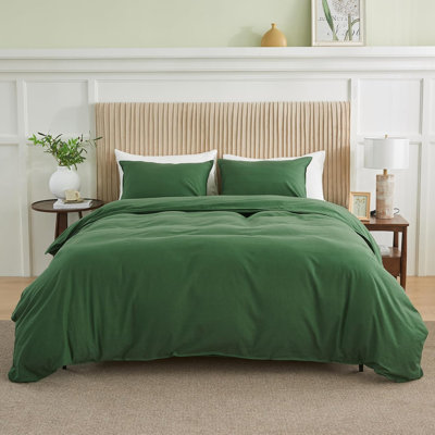 French Linen Duvet Cover Set 3Pcs With Hidden Zipper Closure Natural Flax Cotton Blend