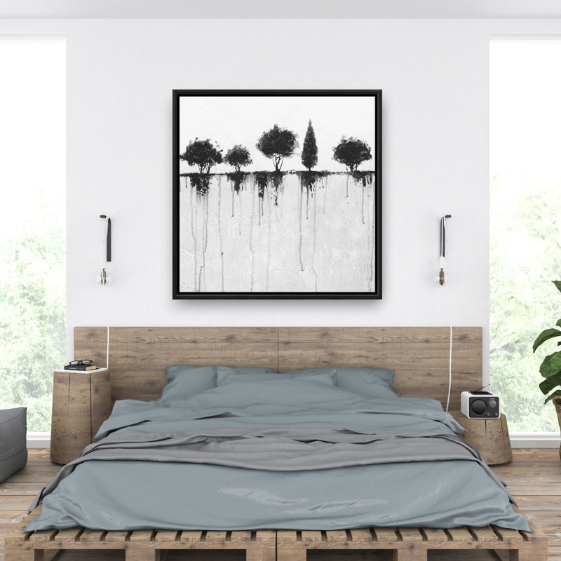 Abstract Black Trees - Framed Canvas for Bedroom Decor