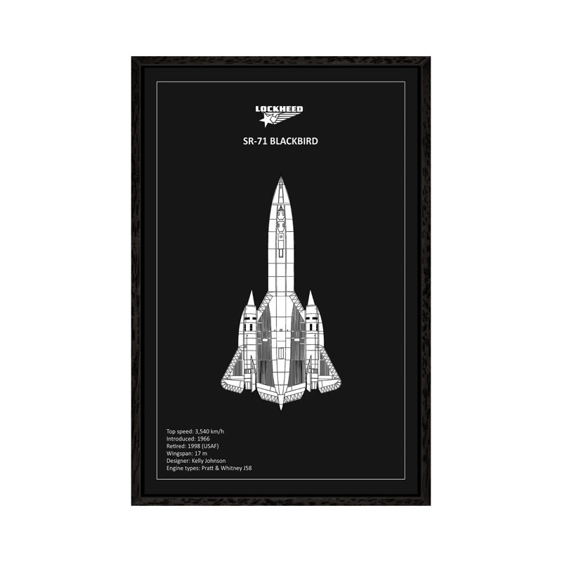BP Lockheed SR-71 1 Piece Wall Art on Canvas, 101.6 cm H x 66.04 cm W, Black Framed