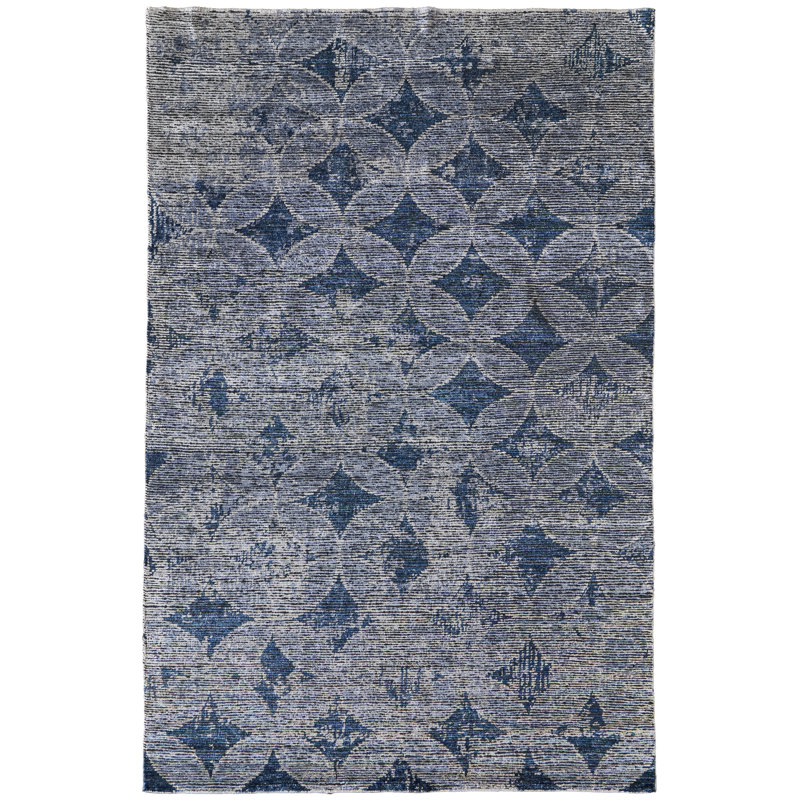 Tapis géométrique transitionnel Finley II, Gris, Rectangle 9 pi 6 po x 13 pi 6 po