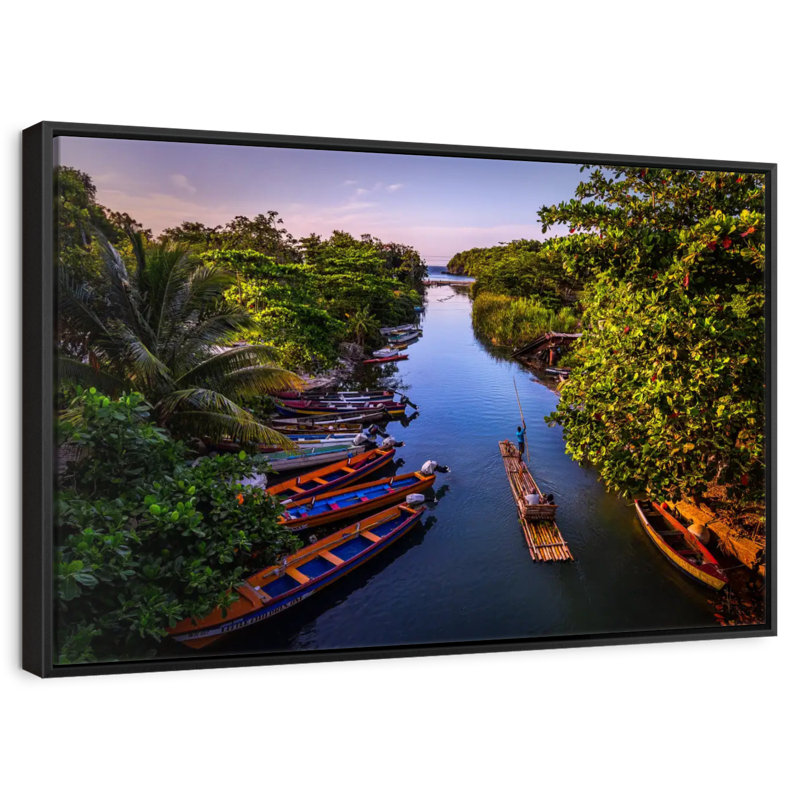 White River Boats And Raft, 25" X 17", Floating Frame Black