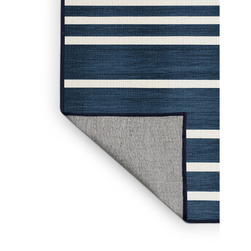 Machine Washable Horizontal Stripes Grey Area Rug, Square 8'