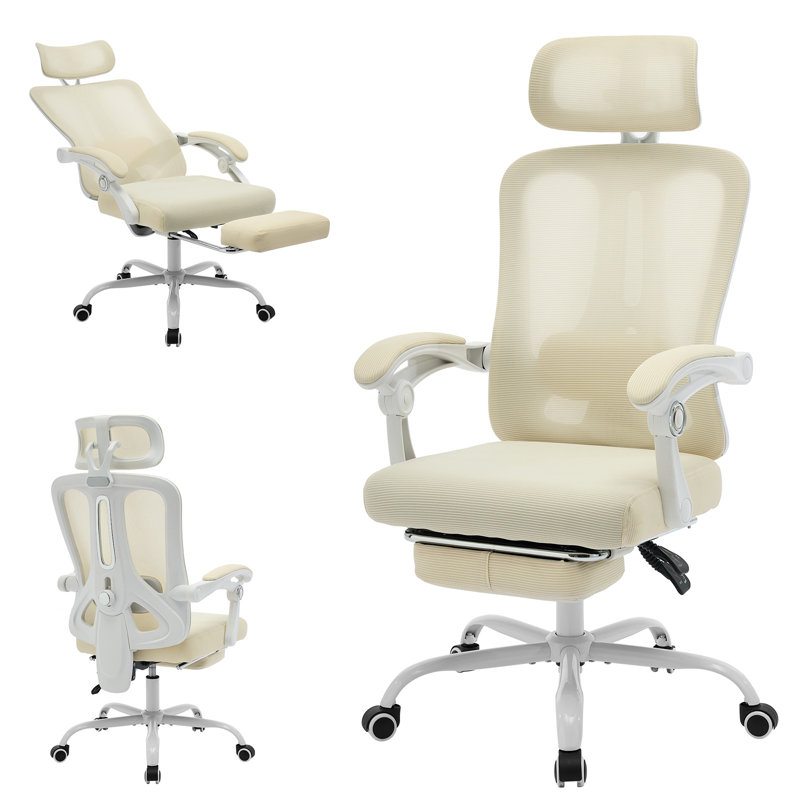 Rebrilliant Office Chair, White-Beige