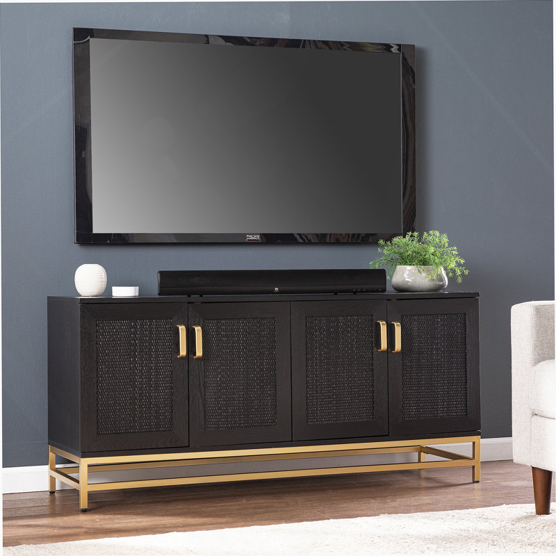 Meuble télé, console multimédia à 4 portes, armoire de rangement pour le salon