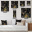 Horloge murale moderne feuilles noires et or tropicales III-614151985