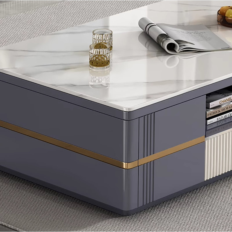 Table basse avec rangement Block, Blanc / gris