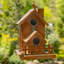 Ensemble de 6 cabanes à oiseaux suspendues en cuivre antique assorties "Home Tweet Home"