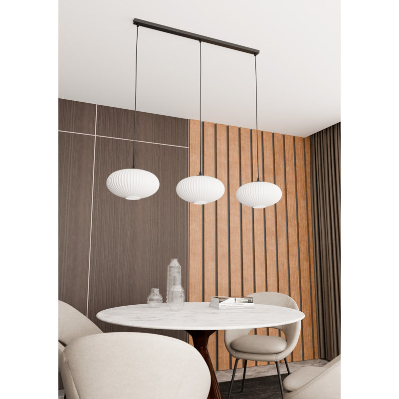 Axentie 3 - Light Matte Black Pendant, Matte Black/Opal