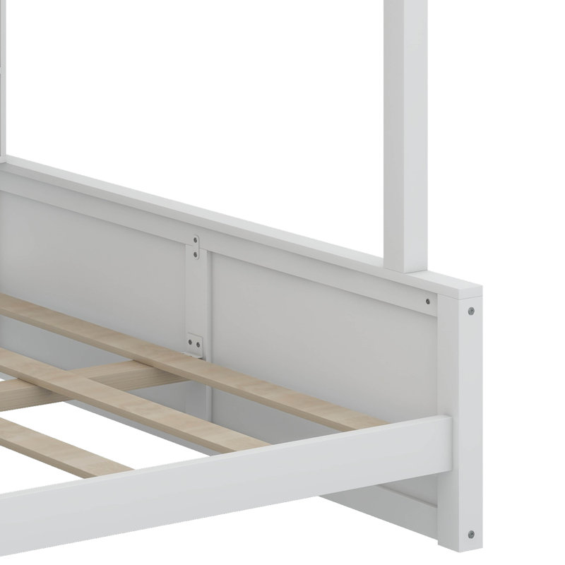 Bunk Bed With Storage Cabinets And USB Ports, Antique White, Full XL over Queen